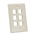 Quest Technology International Keystone Wall Plate, Single-Gang - 6 Ports, Almond NFP-1069